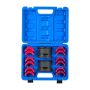 Bearing pressing set, 14 pieces, carbon steel with sleeves and adapters