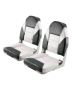 Folding boat seat with backrest, PVC, aluminum, black-gray
