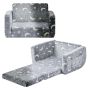 Children's folding sofa bed, gray, 28D sponge, flannel, m