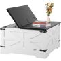 31.5 Inch Folding Wooden Coffee Table Gray White