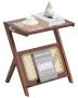 Rattan coffee table with bamboo legs and tempered glass top, 20 inches