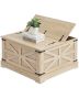 Rattan Rectangular Coffee Table with MDF Top, 32 Inch, Retro Metal Hinges