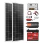 V200W 12V solar power kit with 2x100W monocrystalline batteries, 50Ah lifepo₄ battery and 800W inverter