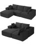 Modular L-shaped sectional sofa with chaise longue, black velvet