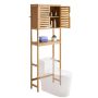 Bamboo bathroom cabinet above the toilet, 175 cm, with doors and shelves