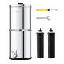 Gravity water filtration system 1.5G, 304 stainless steel, with carbon filters and tap, for homes and campers