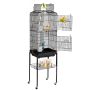 Large steel bird cage, 62 inches, with rolling stand and 4 perches