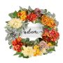Artificial decorative wreath, 24 inches, red-orange