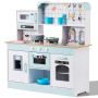 Wooden toy kitchen for children with lights and sounds, white