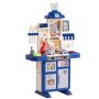 Children's kitchen play set with stove and 48 accessories, blue