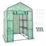 Walk-in greenhouse with steel frame, 4.6x4.6x6.6 feet, green