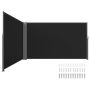 Retractable aluminum side awning, 71"x236", black, waterproof