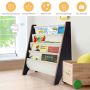 Children's bookshelf, 4 pockets, brown and natural colors, 62 × 26 × 60 cm