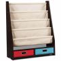 Children's bookshelf, 4 compartments, 2 storage boxes, Sand, 70.5 × 86 × 28.5 cm