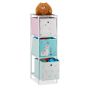Детский стеллаж Relaxdays, 3 коробки, белый/розовый/бирюзовый, 27,5 × 89 × 30 см