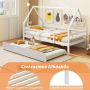 Children's house-shaped bed with a pull-out section, 26 cm safety rails