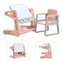 Children's drawing board with chair, 2 in 1, Blue/gray/pink, 65 × 48 × 57–66 cm
