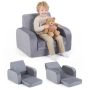 Children's folding sofa, 3-in-1, Gray, 50 × 37.5 × 43 cm