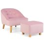 Children's single sofa with pouf, pink/grey, 3-5 years
