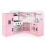 Children's play kitchen, up to 4 children, white and pink