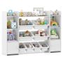 Children's toy storage cabinet, 8 boxes, White, pink and gray, 142 × 100 × 30 cm