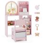 Children's dressing table with chair, 3-color lighting, 77 × 103 × 30 cm