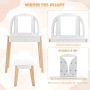 Children's dressing table with stool, 3-piece mirror, Pink/white, 60 × 30 × 96 cm