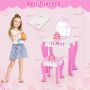 Children's dressing table with stool, removable mirror, Pink/white, 49 × 34 × 86.5 cm