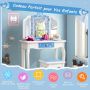 Children's dressing table with stool, With three-part removable mirror, Blue, 59 × 29 × 99 cm