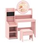 Children's dressing table, With mirror and stool, Pink, 84 × 107 × 37 cm