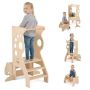 Children's learning tower with stool, 2 levels, 72 × 59 × 90.5 cm