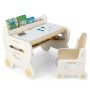 Children's drawing table and chair set, 1 table and 1 chair, brown, 78 × 60 × 58 cm
