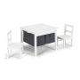 Children's activity table and chair set with storage drawers, white