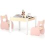 Children's play table and 2 chair set, 4 in 1, Pink, 63.5 × 61.5 × 48 cm