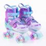 Children's quad roller skates, EU 32-36, 4 positions, purple/blue