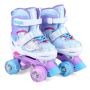 Children's roller skates, adjustable, 4 LED wheels, blue/pink