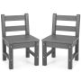 Children's chairs with backrest, 2 pcs, Gray, 14 × 13 × 22.5 in