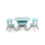 Children's furniture set, 1 table, 2 chairs, 4 storage boxes, Green, 70 × 70 × 50 cm