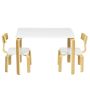 Children's furniture set, table and 2 chairs, White/natural