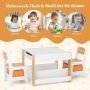 Children's table and chair set, 2 chairs and 2 boxes, 61 × 61 × 48 cm