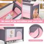Children's playpen, 2 in 1, gray/pink