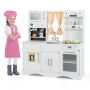 Children's play kitchen, with accessories, White/pink, 102 × 35 × 110 cm
