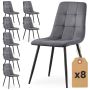 Söögitoa toolid NERO, 8 tk komplekt, hall/must, 45,5 × 87 × 43,5 cm