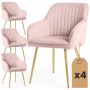 Söögitoolide komplekt FLORENCE, 4 tk, roosa/kuldne, 54,5 × 82 × 58 cm
