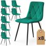 Söögitoa toolikomplekt MILO, 8 tk, roheline/must, 45,5 × 87 × 43,5 cm