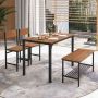 Dining set, 4 pieces, with 2 chairs and a bench