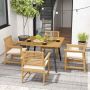 Acacia wood dining table for 4 people, with umbrella hole, 1.9 cm