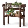 Istutuspink VEVOR DS-PB016, 2 riiulit, 3 konksu, pruun, 78 × 38 × 82 cm
