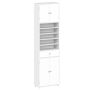 Vertical bathroom storage unit with drawer and adjustable shelves, white