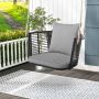 Single-seater hanging swing with wicker rattan backrest, gray